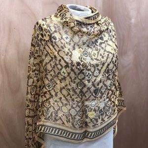 100% silk brown and beige silk scarf shawl
